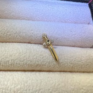 Logan Hollowell yellow gold dagger stud single
